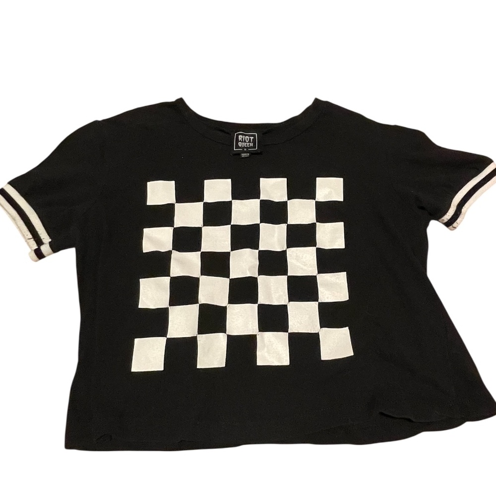 Riot Queen Checkered Crop T-Shirt Size Small